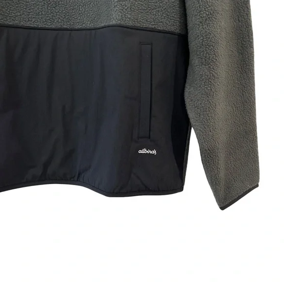 Allbirds men’s Fluff Fleece Pullover L grey black cozy pocket outdoors NWT - Picture 6 of 11